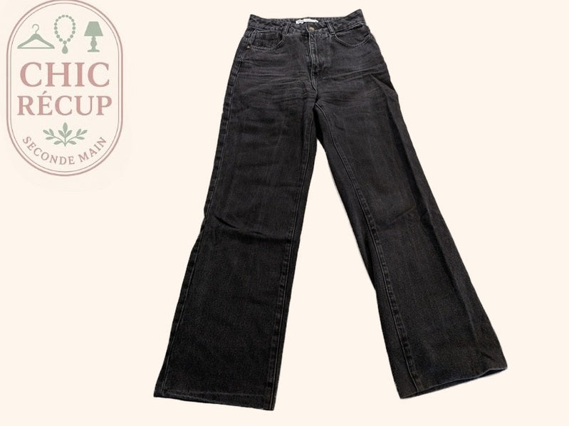 Pantalon à Jambes Large Zara - 34 - Noir - Mache-35