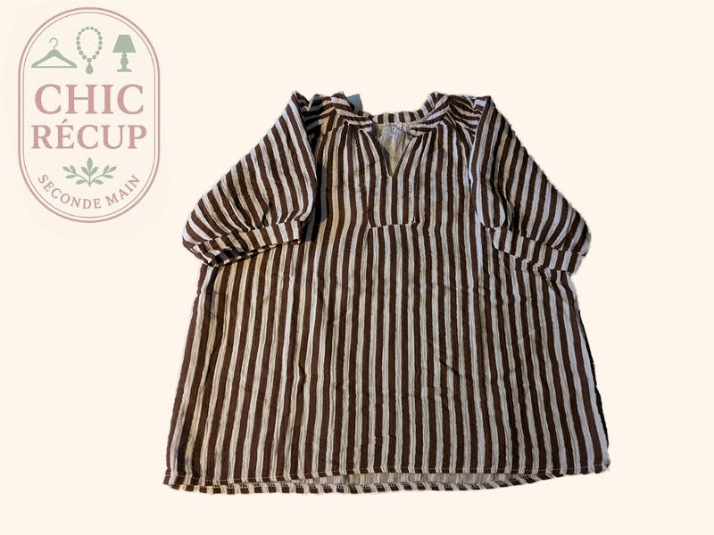 Blouse Cloothes - L - Blanc/marron - Lubel-58