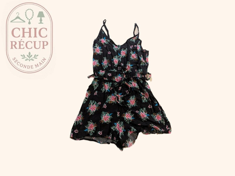 Combishort Tally Weijl - Xs - Noir - Fleurs