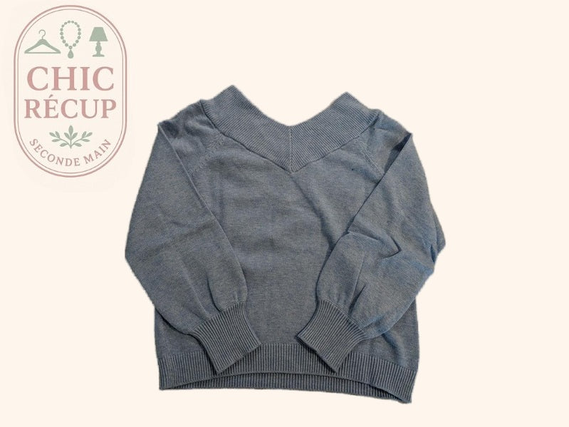 Pull col V Jacqueline de Yong - M - Bleu ciel