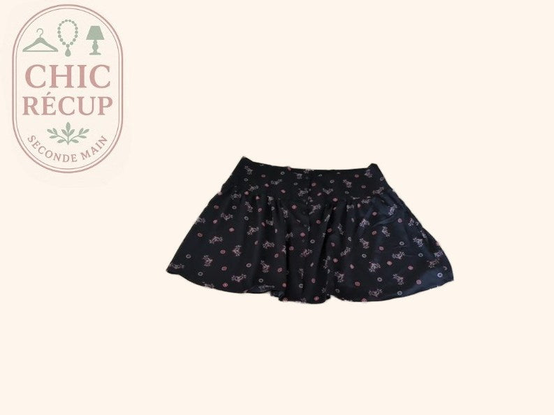 Jupe courte Kiabi - Fr 46 - Noir - Coeurs