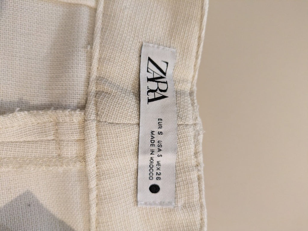 Pantalon à Jambes Large Zara - S - Crème - Mache-36