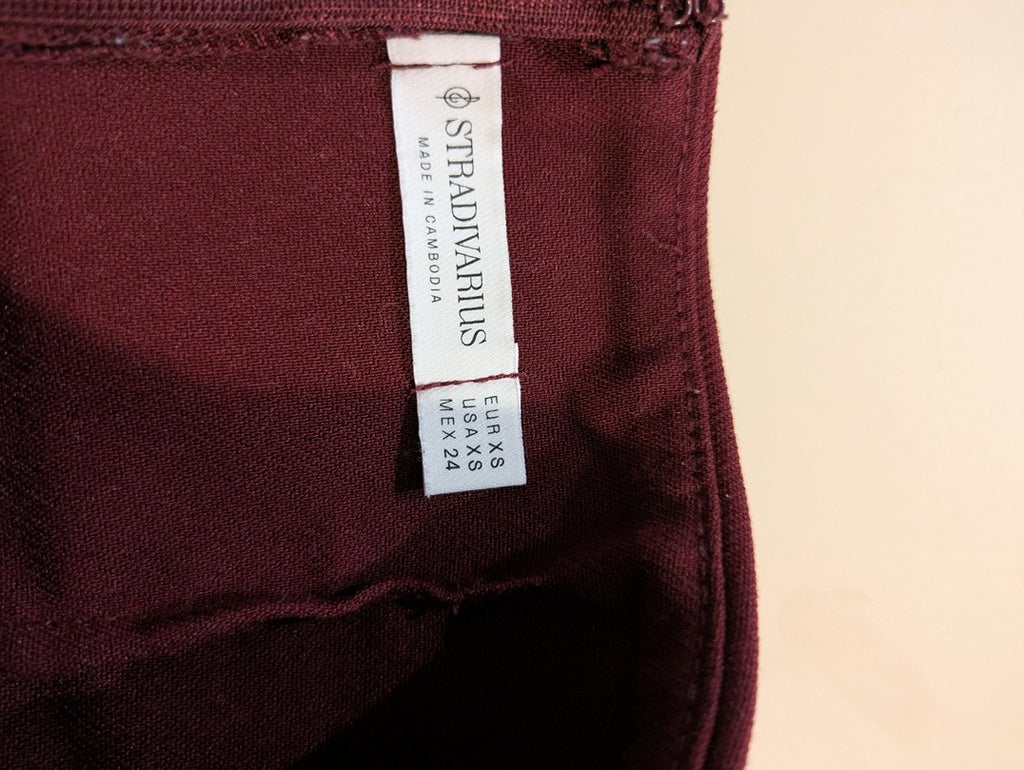 Robe Sans Bretelles Stradivarius - Xs - Bordeaux - Vabar-17