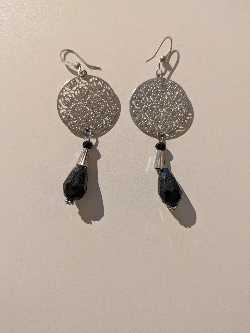 Boucle D'oreille Sans Marque - M - Noir/argenté - Lubel-48