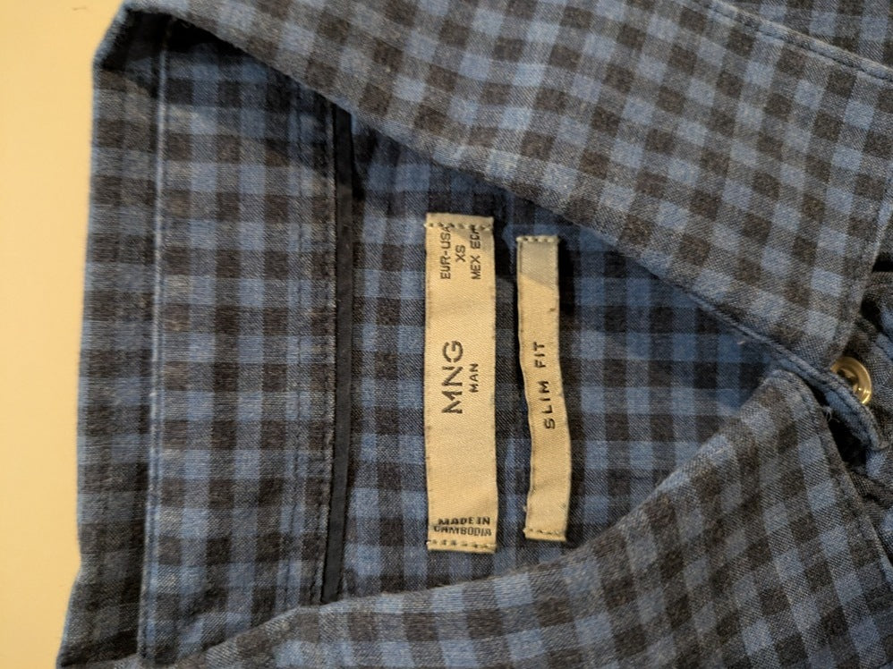 Chemise à carreaux Mango - Xs - Noir & Bleu - Malab-2