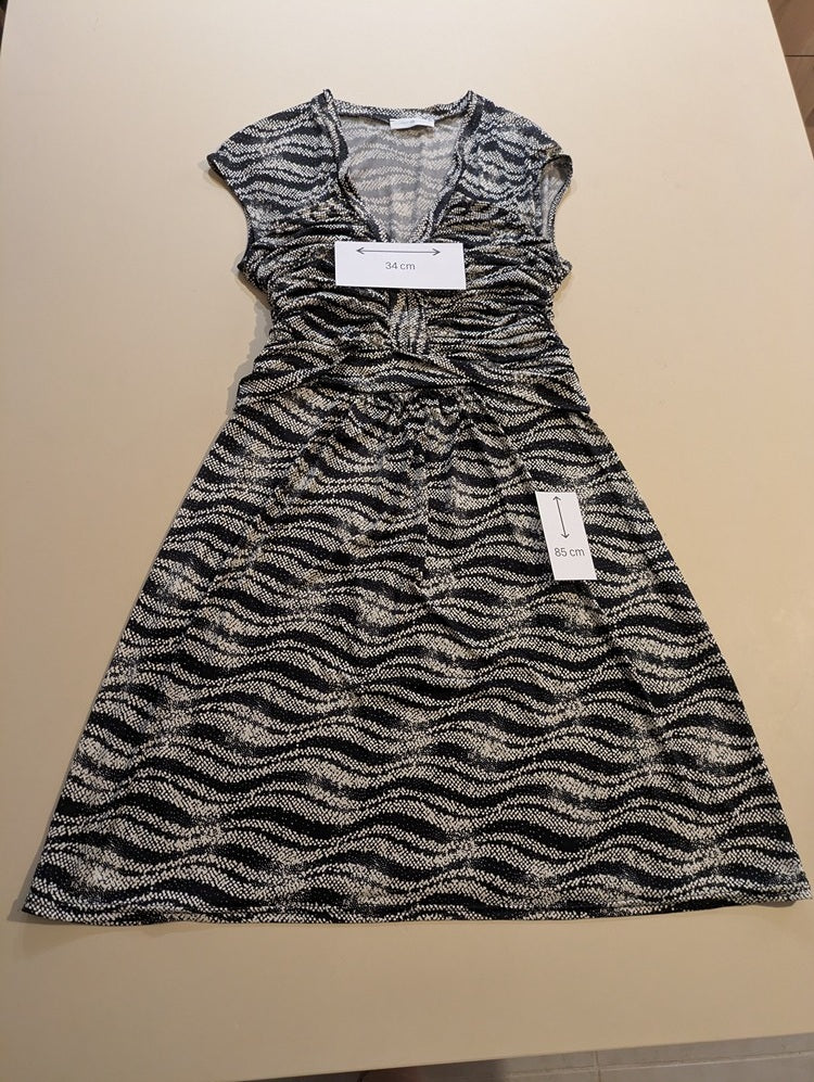 Robe Midi Cache Cache - M - Noir/gris - Qubur-44