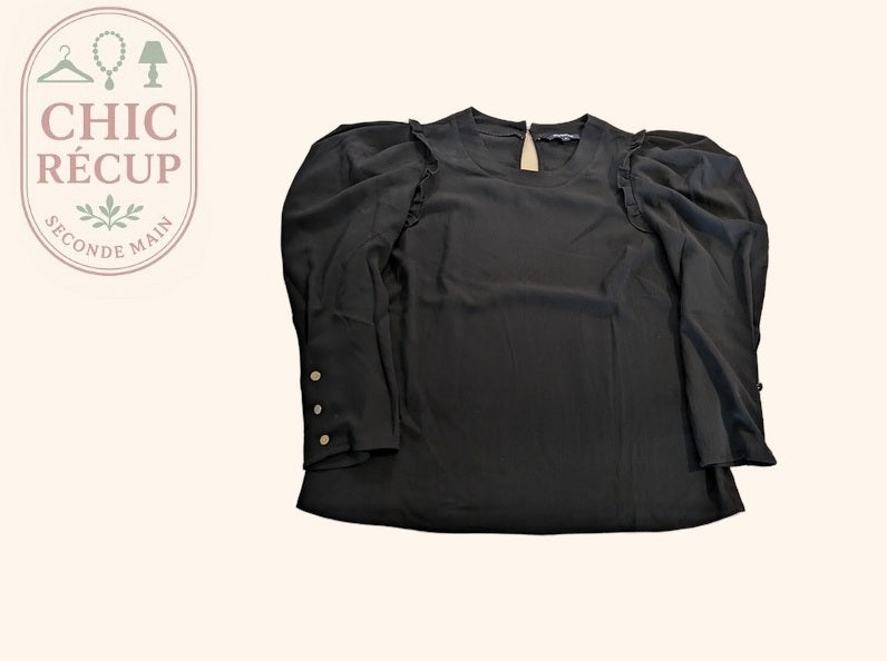 Blouse Bonobo - L - Noir - Manches ballons