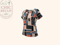 Blouse femme manches courtes à motifs géométriques Promod
