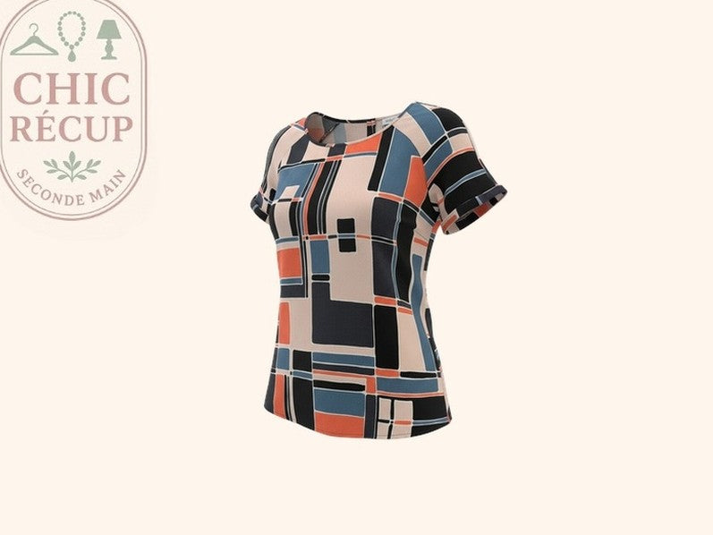 Blouse femme manches courtes à motifs géométriques Promod
