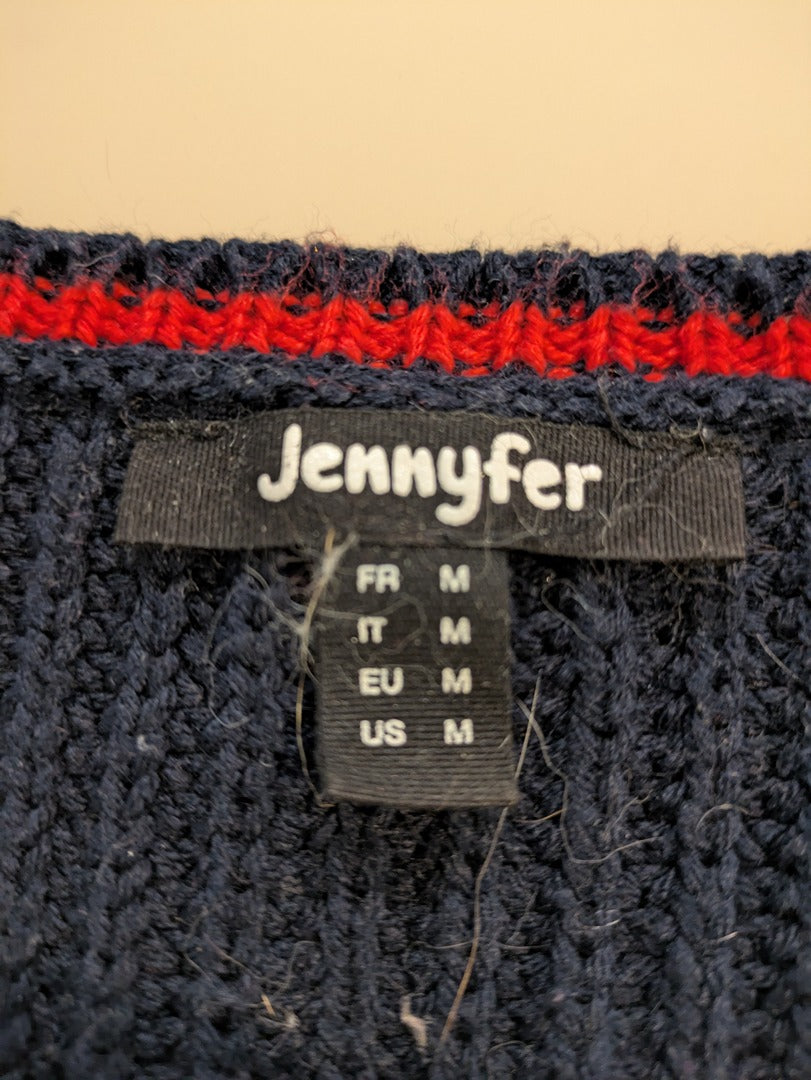 Pull Jennyfer - M - Bleu Marine - Maille à Patchs