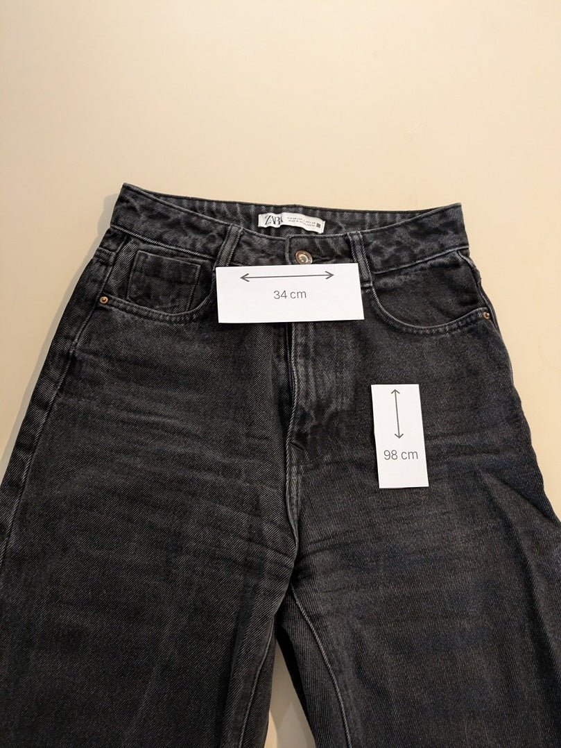 Pantalon à Jambes Large Zara - 34 - Noir - Mache-35