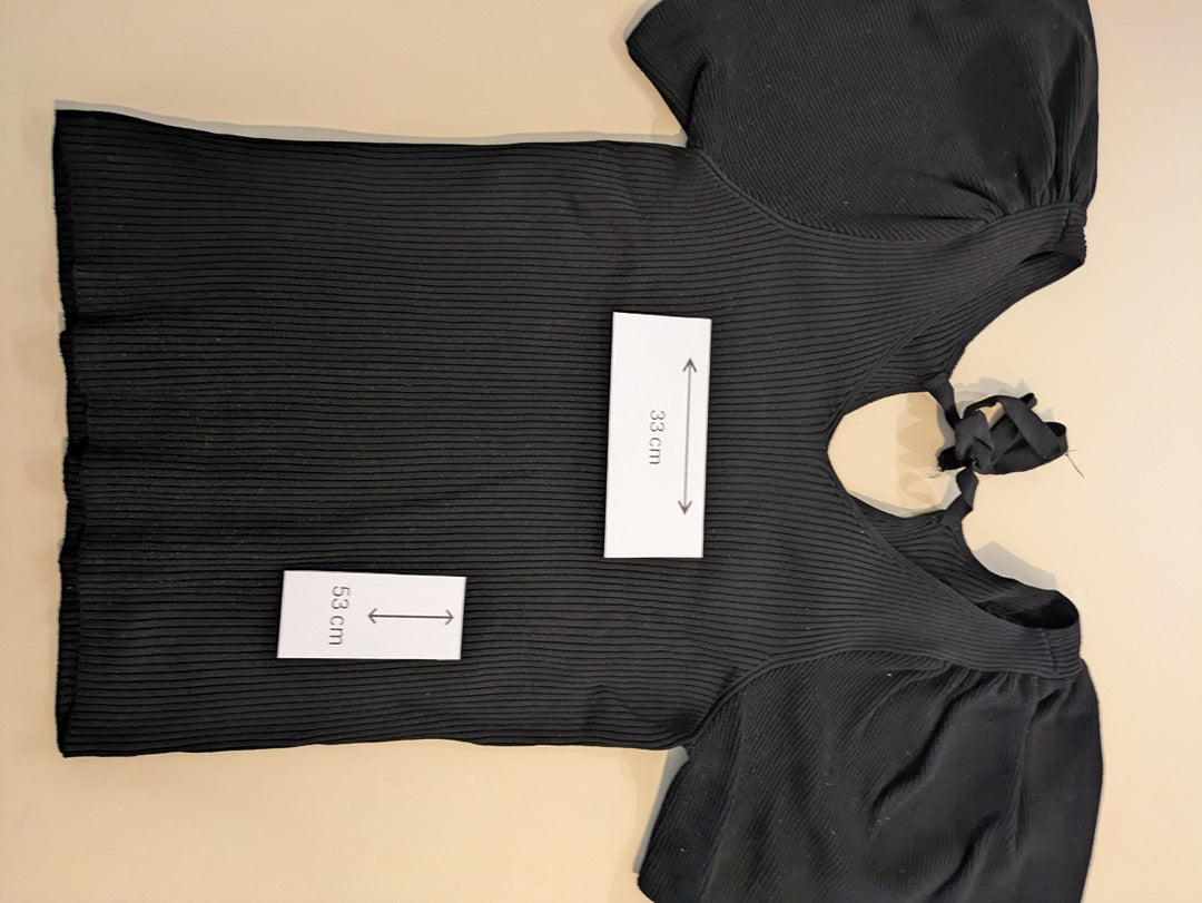 Top Only - M - Noir - Côtelé manches bouffantes