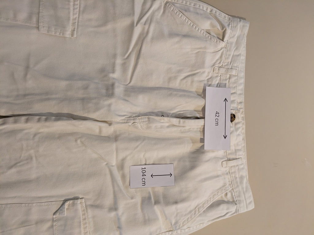 Pantalon Large Stradivarius - 44 - Crème - Evvio-83