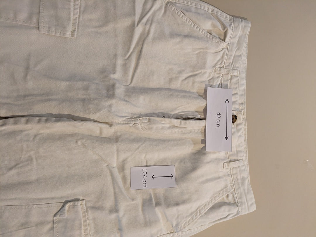 Pantalon Large Stradivarius - 44 - Crème - Evvio-83