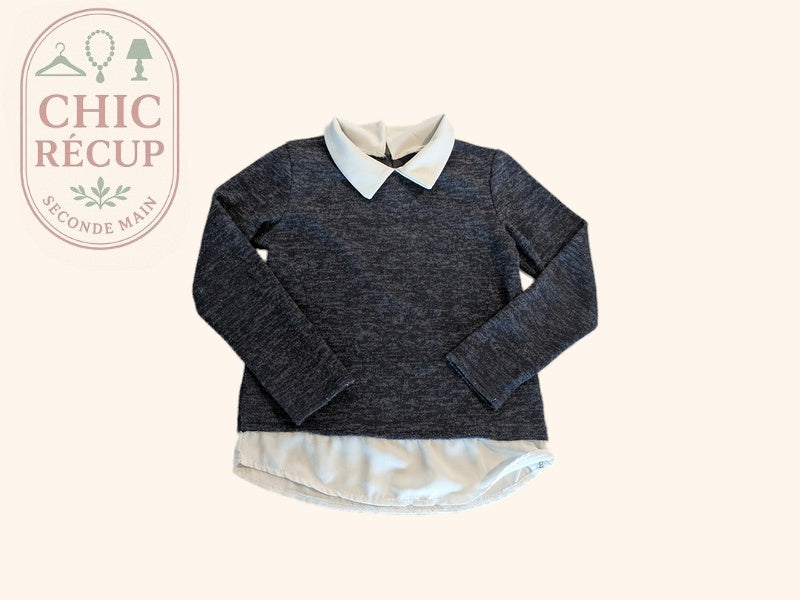 Pull Sans Marque - 8 Ans - Gris Et Blanc - Audeb-34