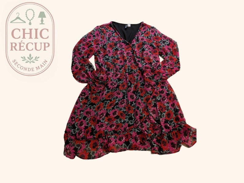Robe Divided - 46 - Noir - Fleurs