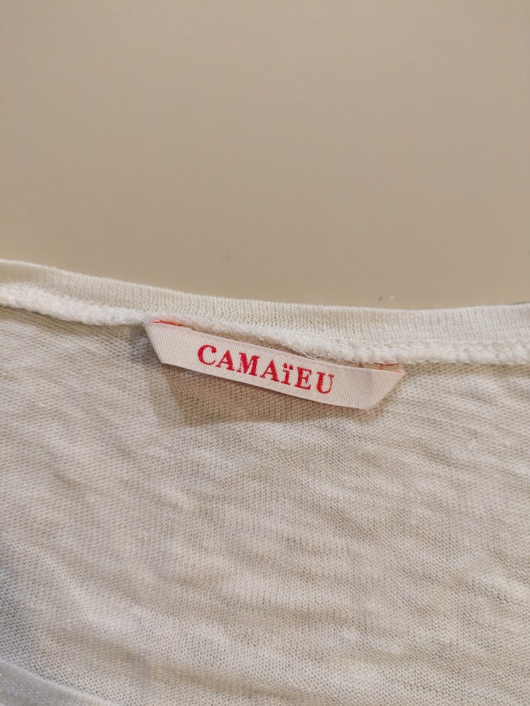 Blouse Manches Longues Camaïeu - M - Crème - Qubur-56
