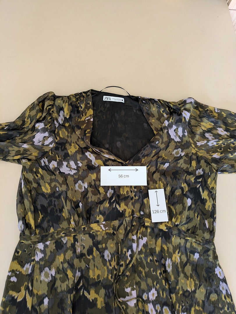 Robe midi Zara - Xxl - Kaki - Imprimée