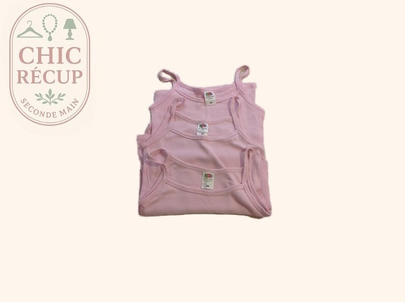 Lot 3 Débardeurs - Fruit Of The Loom - Xs - Rose - Fregl-09