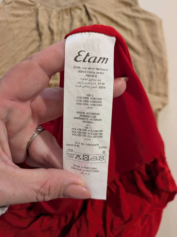 Robe Midi Etam - M - Beige, Rouge - Qu-bur-60