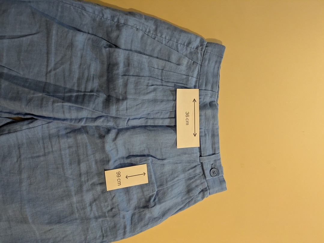 Pantalon large Abercrombie & Fitch - 26 - bleu - lin