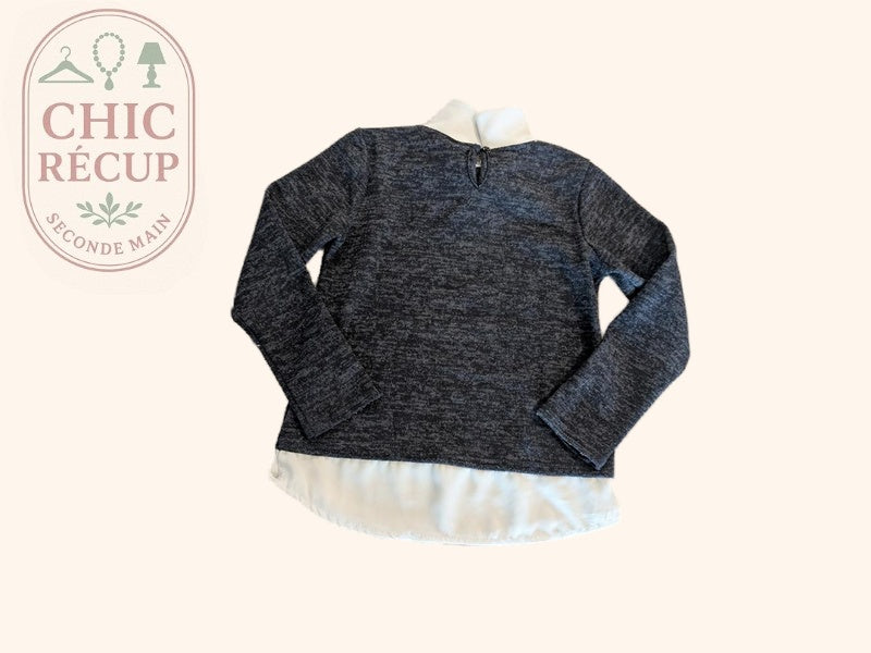 Pull Sans Marque - 8 Ans - Gris Et Blanc - Audeb-34