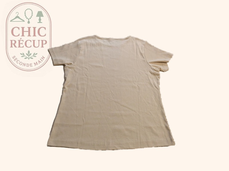 T-shirt Nature et Liberté - L - Beige - Côtelé Coton