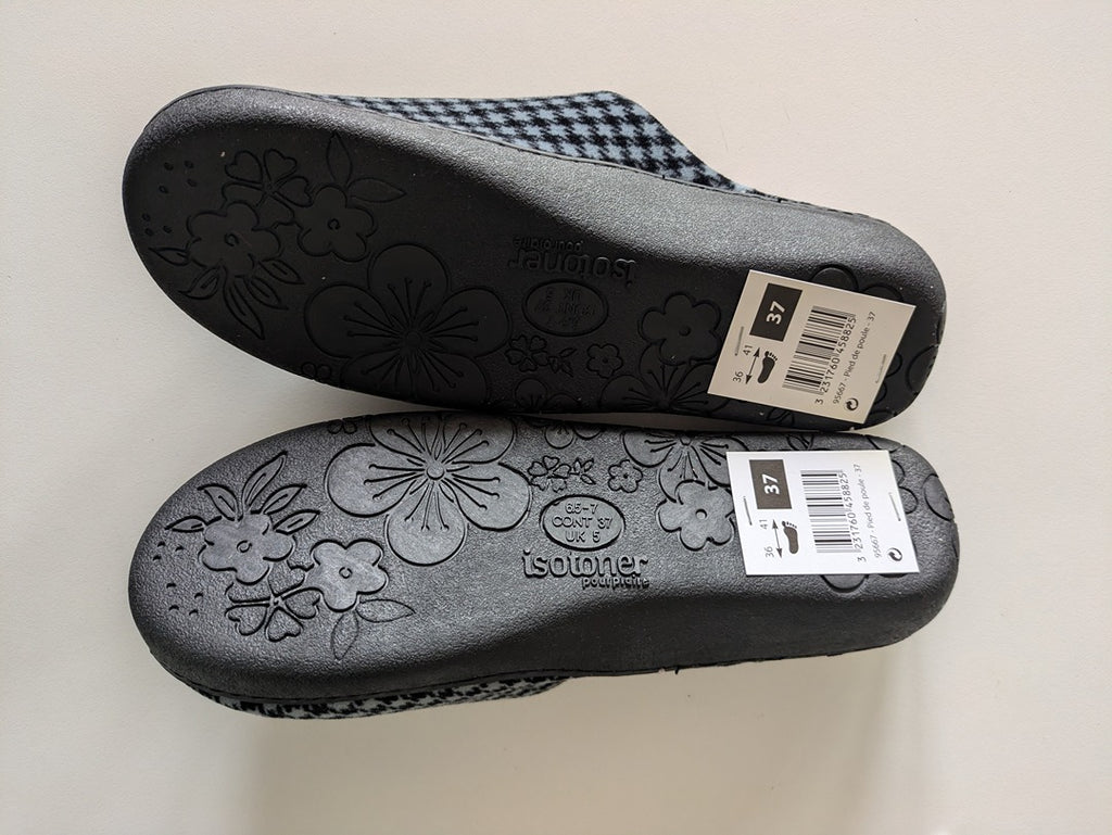 Pantoufles Isotoner - 37 - Noir - Pied-de-poule
