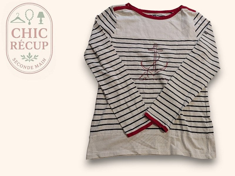 T-shirt Terre De Marins - S - Blanc Marine - Qubur-71