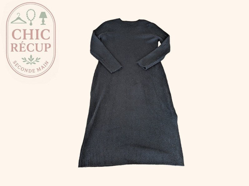 Robe pull Camaïeu - M - Gris - Longue maille col V