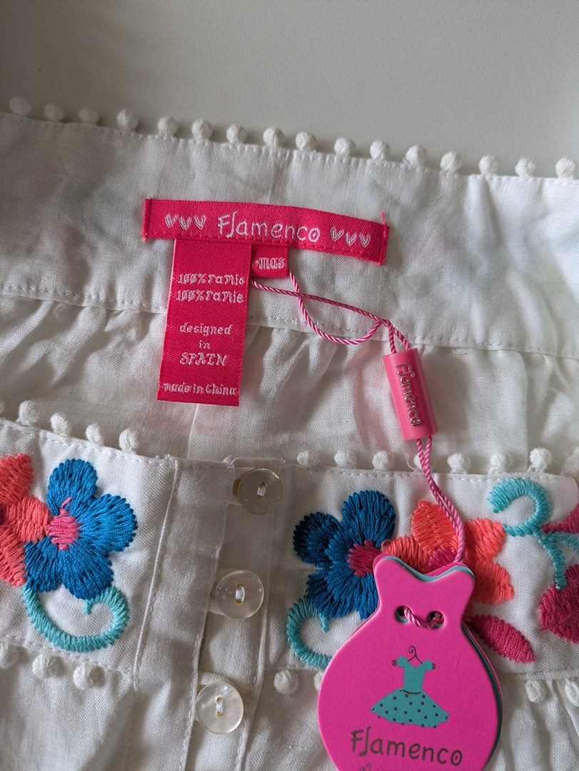 Blouse Flamenco - M - Blanc - Salma