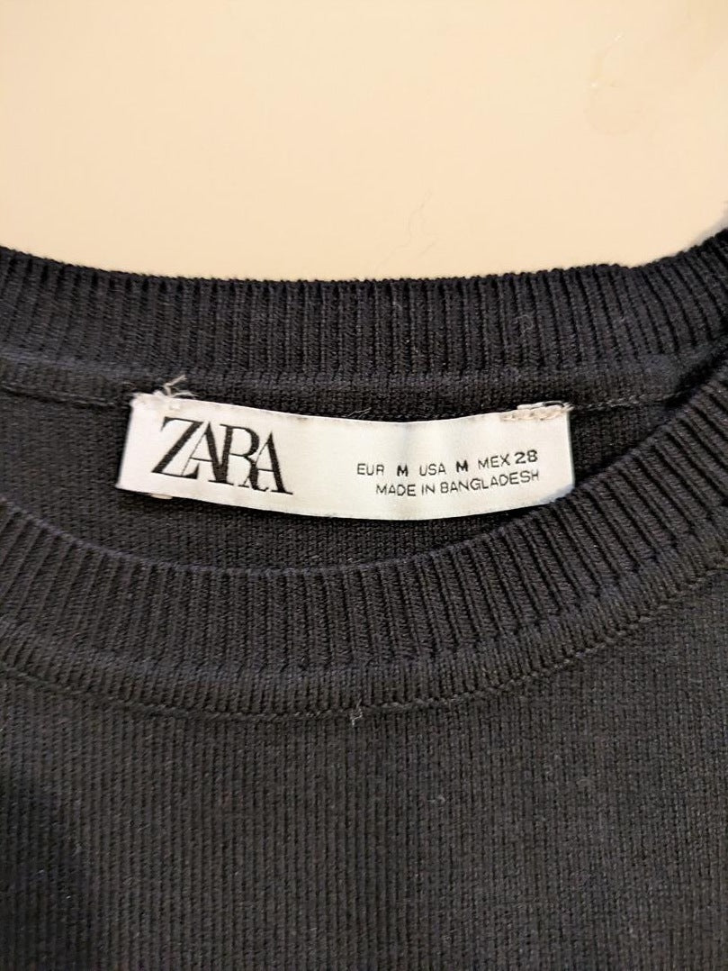 Tops Court Zara - M - Noir - Shbad-5