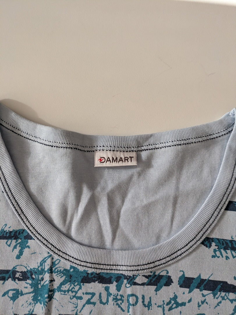 T-shirt Damart - L - Bleu ciel - Rayures