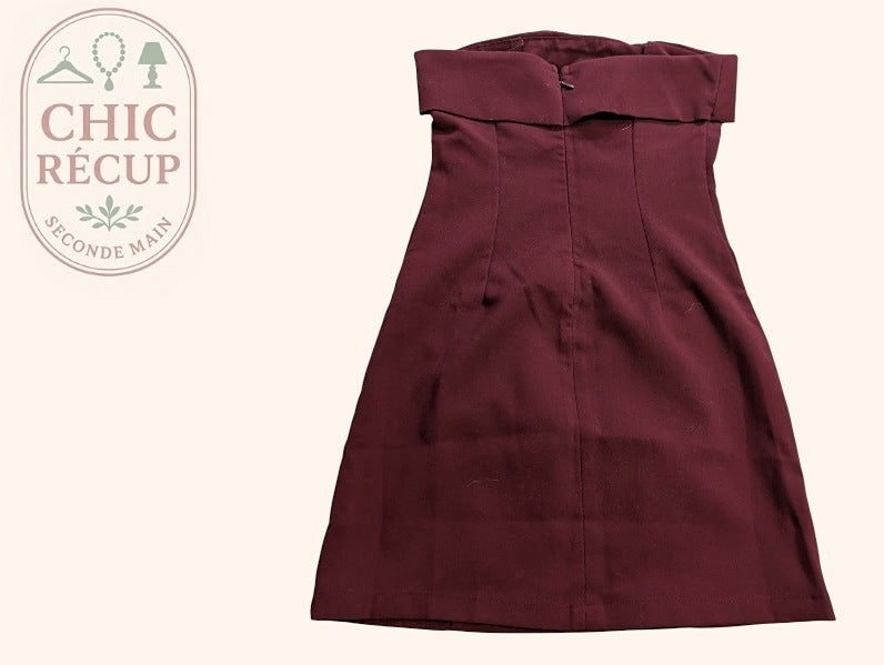 Robe Sans Bretelles Stradivarius - Xs - Bordeaux - Vabar-17