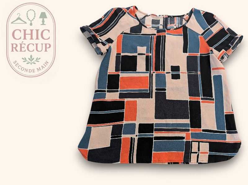 Blouse femme manches courtes à motifs géométriques Promod