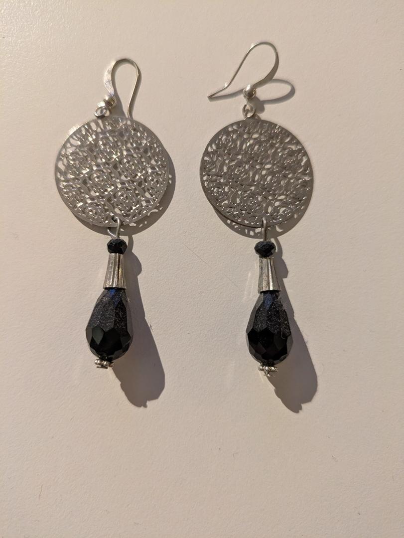 Boucle D'oreille Sans Marque - M - Noir/argenté - Lubel-48