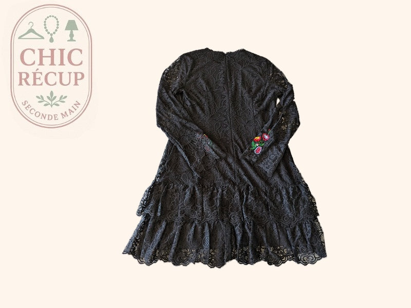 Robe courte Desigual - M - noir - dentelle