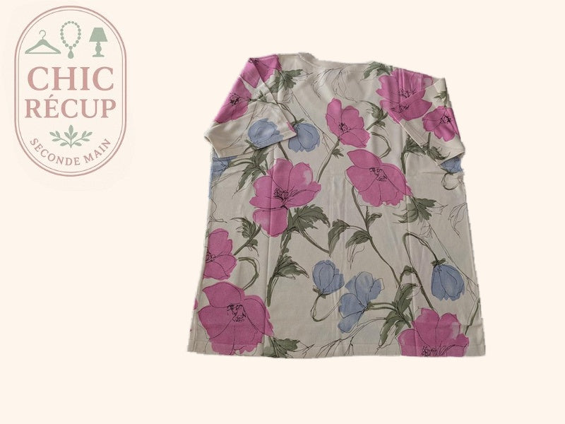 Top Damart - M - Crème - Floral Soie