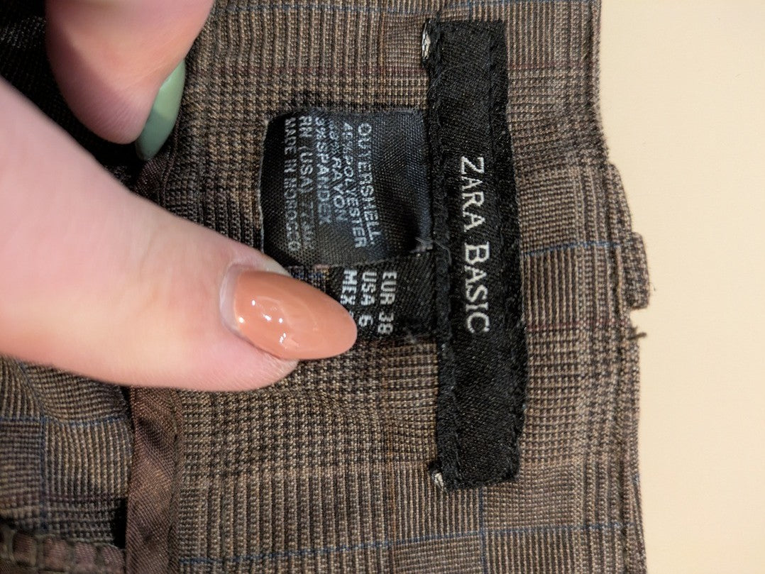 Pantalon À Jambes Large Zara Basic - 38 - Marron - Mache-37