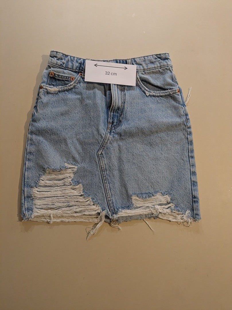 Jupe Courte Jean Zara - S - Bleu Clair - Amfat-30