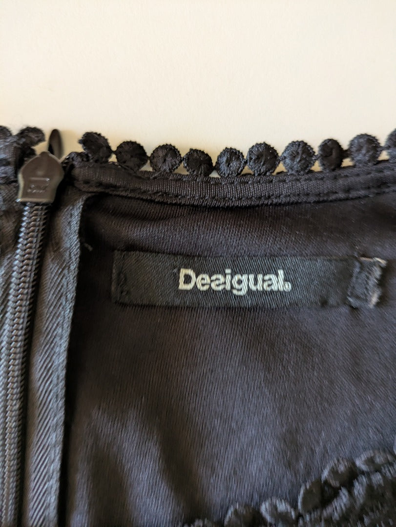 Robe courte Desigual - M - noir - dentelle