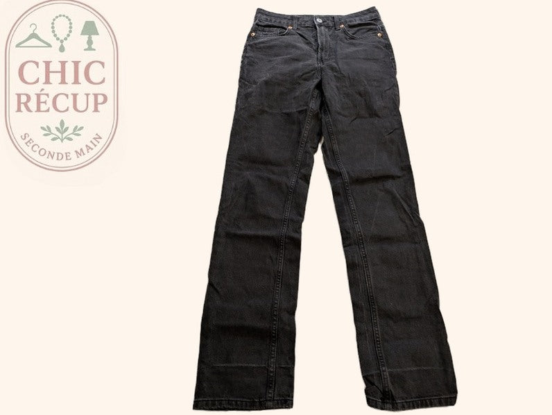 Jeans Droit H&m - 36 - Noir - Mache-01