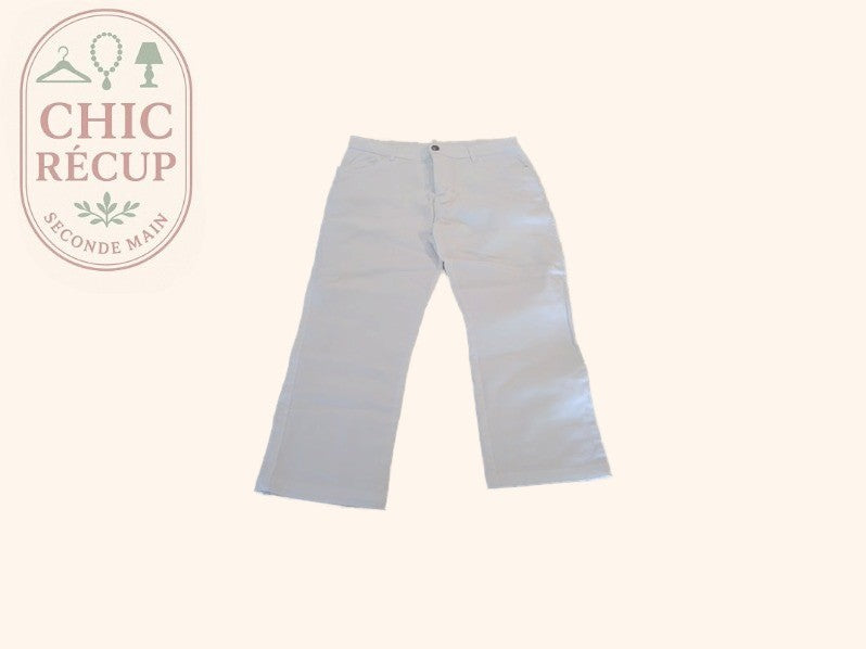 Pantacourt - Sans Marque - 42 - Blanc - Coton stretch