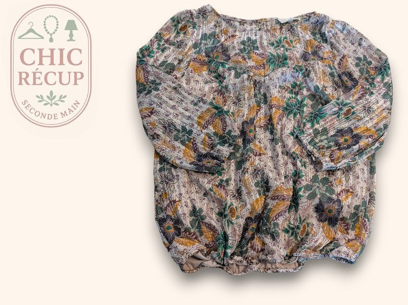 Blouse femme fleurie taille 40 manches longues