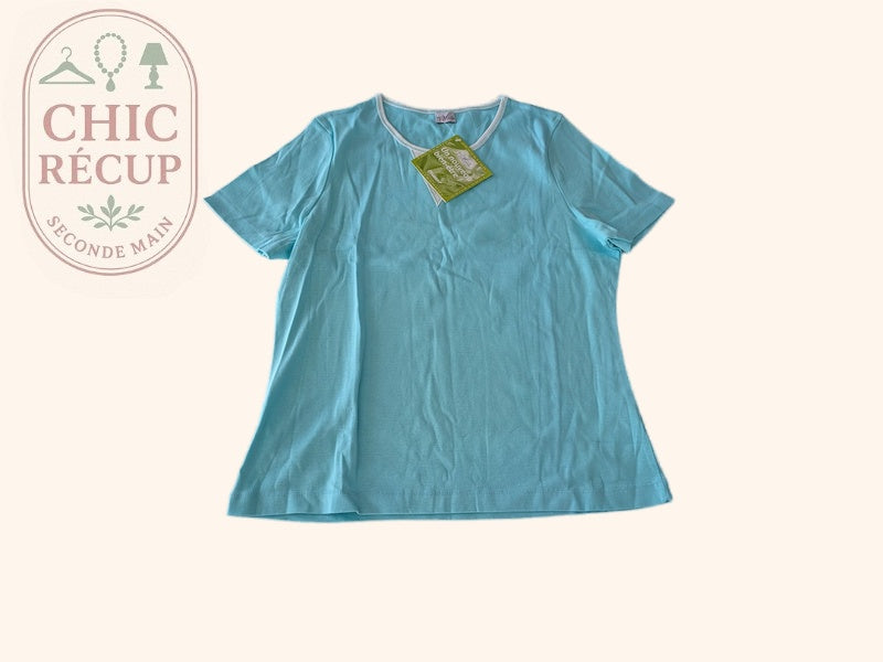 T-shirt Biorelle Damart - L - Bleu ciel - 100% Coton