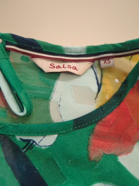 Blouse Salsa Xs vert fleurs