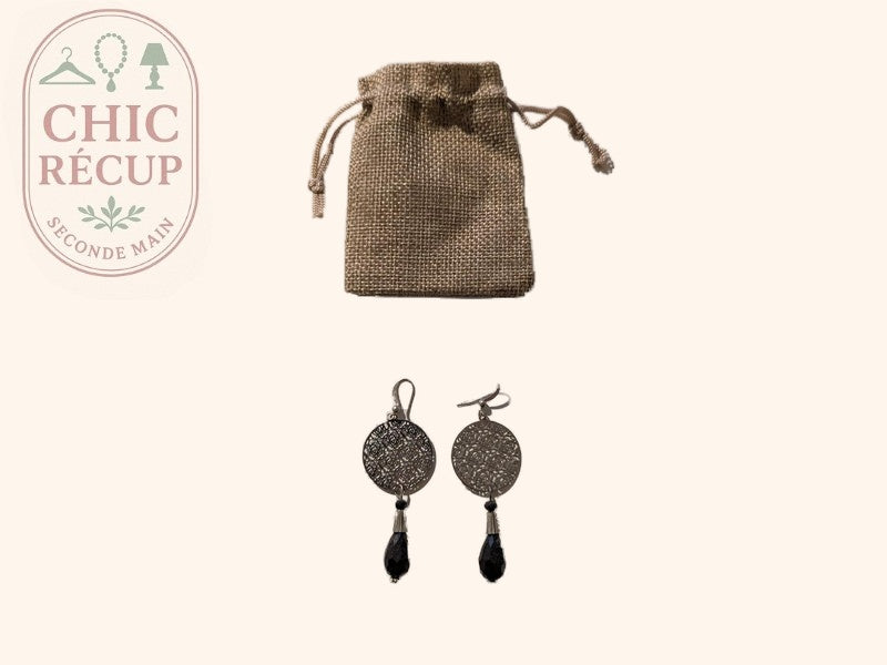 Boucle D'oreille Sans Marque - M - Noir/argenté - Lubel-48