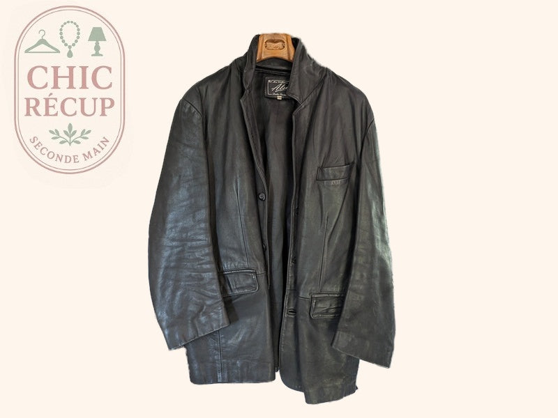 Veste blazer Also - Xxl - Noir - Cuir agneau plongé