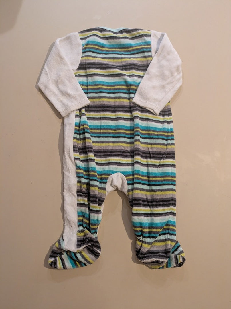 Lot 2 pyjamas bébé rayé rouge et blanc + blanc rayé