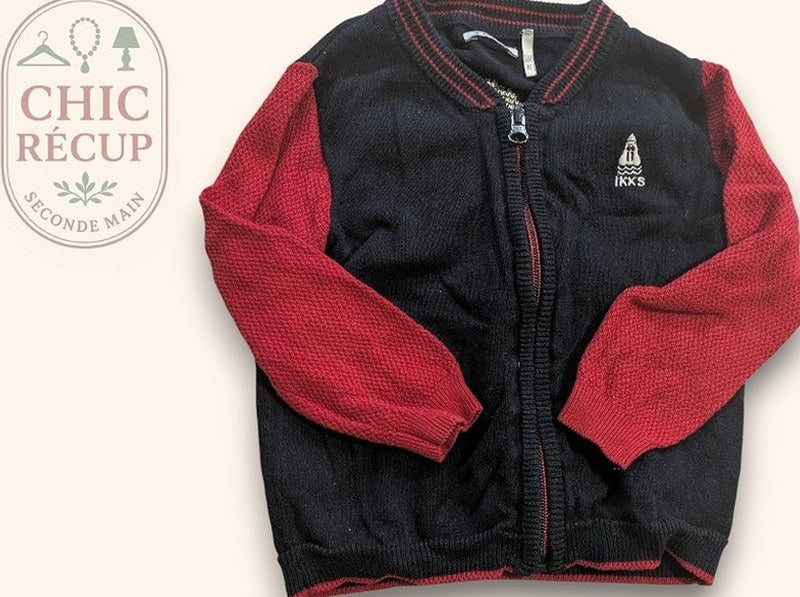 Veste varsity Ikks bébé 18 mois coton rouge noir
